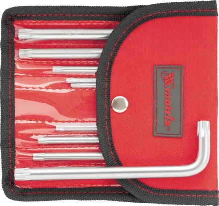 Набор ключей шестигранных имбусовых TORX-TORX Tamper. 9 шт T10-T50  CrV короткие сатиновые чехол MATRIX 12312 купить в Губкинске