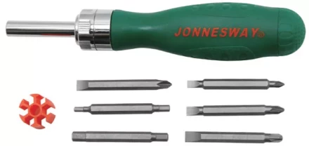 Отвертка трещоточная с набором бит 7 предметов DR0107S  Jonnesway 48818 купить в Губкинске