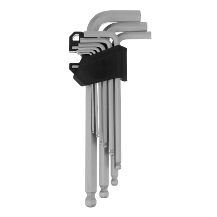 Набор ключей имбусовых Сибртех, HEX, 2-12 мм, CrV, 9 шт., удлиненные, с шаром, 123657 купить в Губкинске