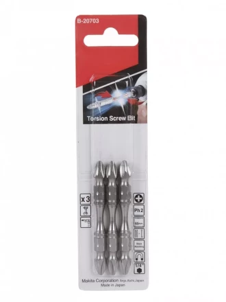 Биты Makita PH2 65мм 3шт, 2-х сторонние (B-20703) купить в Губкинске