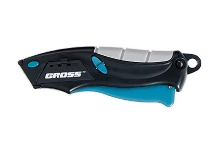 Нож ремонтно-монтажный мини трехкомпонентная рукоятка авто выброс/возврат лезвия 100мм + 2 з.л GROSS 78873 купить в Губкинске