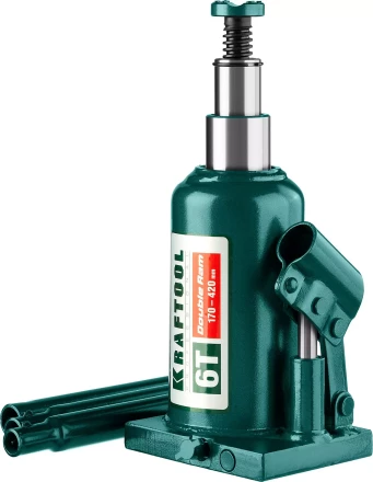 Домкрат гидравлический бутылочный &quot;Double Ram&quot;, сварной, телескопический, 6т, 170-420мм, KRAFTOOL 43463-6 43463-6 купить в Губкинске