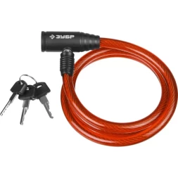 Замок ЗУБР "МАСТЕР", тросовый, 3 ключа в комплекте, длина троса 950мм, d 10мм 37263-95