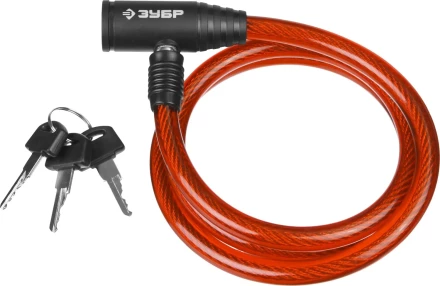 Замок ЗУБР "МАСТЕР", тросовый, 3 ключа в комплекте, длина троса 950мм, d 10мм 37263-95 купить в Губкинске