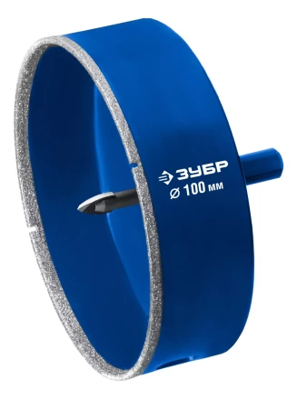 ЗУБР АГК d 100 мм (центр. сверло, трехгр. хвост, Р60), Алмазная коронка, Профессионал (29850-100) купить в Губкинске