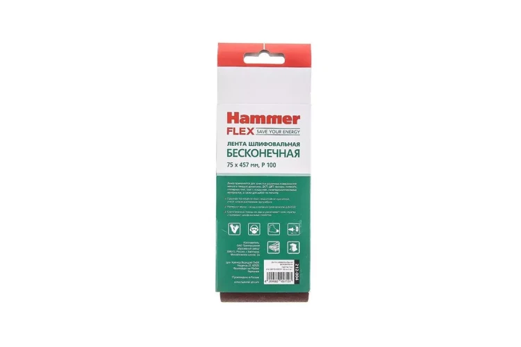 Лента шлиф. бесконечная HAMMER 75х457мм P100 купить в Губкинске