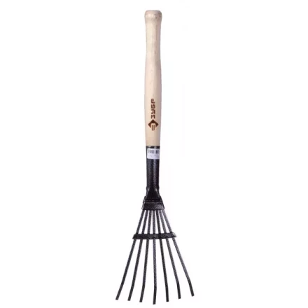 Грабельки ЗУБР садовые с деревянной ручкой, 7 плоских зубцов 4-39617 купить в Губкинске