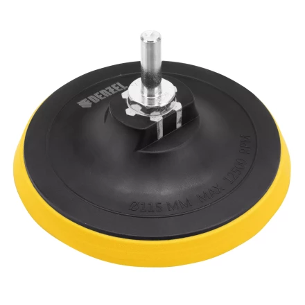 Тарелка опорная для дрели и УШМ с липучкой, 115 мм, стандартная, с адаптером c М14 на d8 Denzel 76250 купить в Губкинске