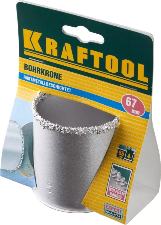 Коронка KRAFTOOL кольцевая с напылением из карбида вольфрама, 67мм 33401-67_z01 купить в Губкинске