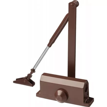 Доводчик дверной STAYER, для дверей массой до 80 кг, цвет коричневый 37917-80 купить в Губкинске