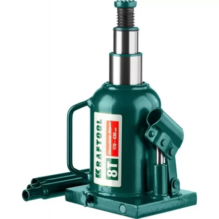 Домкрат гидравлический бутылочный &quot;Double Ram&quot;, сварной, телескопический, 8т, 170-430мм, KRAFTOOL 43463-8 43463-8 купить в Губкинске