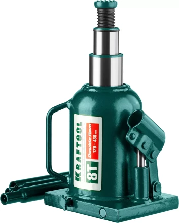 Домкрат гидравлический бутылочный &quot;Double Ram&quot;, сварной, телескопический, 8т, 170-430мм, KRAFTOOL 43463-8 43463-8 купить в Губкинске