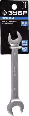 Ключ ЗУБР &quot;ПРОФИ&quot; гаечный рожковый, Cr-V сталь, хромированный, 14х17мм 27027-14-17 купить в Губкинске
