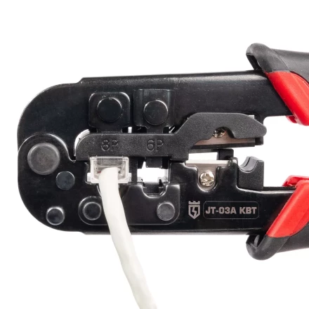 Кримпер многофункциональный КВТ JT-03А с 3 встроенными модулями для обжима RJ-45, RJ-12, RJ-11, RJ-22 (89228) купить в Губкинске