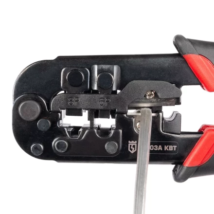 Кримпер многофункциональный КВТ JT-03А с 3 встроенными модулями для обжима RJ-45, RJ-12, RJ-11, RJ-22 (89228) купить в Губкинске
