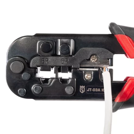 Кримпер многофункциональный КВТ JT-03А с 3 встроенными модулями для обжима RJ-45, RJ-12, RJ-11, RJ-22 (89228) купить в Губкинске