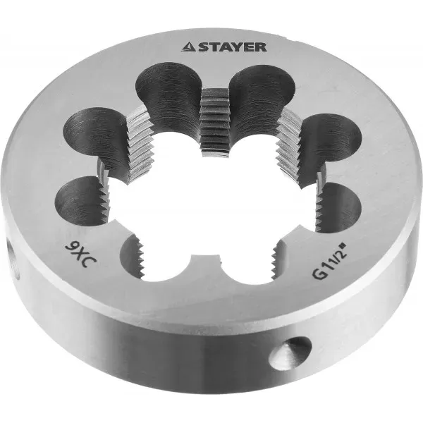Плашка круглая ручная STAYER "MASTER", сталь 9ХС, для трубной резьбы G 1 1/2`` 28029-3/2 купить в Губкинске