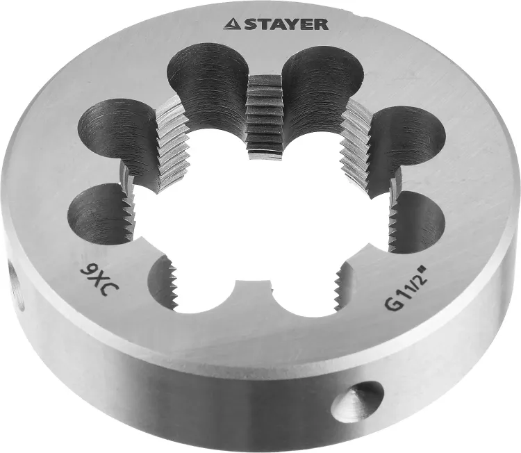 Плашка круглая ручная STAYER "MASTER", сталь 9ХС, для трубной резьбы G 1 1/2`` 28029-3/2 купить в Губкинске