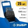 ЗУБР ПРОФ-В, 25 шт, (1-13 мм), сталь Р6М5, класс В, мет.бокс, набор сверл по металлу, Профессионал (29621-H25) купить в Губкинске