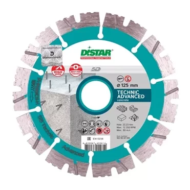 Диск алмазный сегментный по армированному бетону Technic Advanced 125 мм DiStar купить в Губкинске