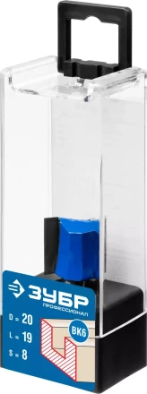 ЗУБР 20 x 19 мм, хвостовик 8 мм, фреза пазовая прямая, Профессионал (28753-20-19) купить в Губкинске