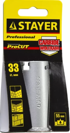Коронка STAYER &quot;PROFESSIONAL&quot; кольцевая с карбидно-вольфрамовой крошкой, d=33мм 33345-33 купить в Губкинске