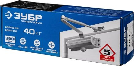 Доводчик дверной ЗУБР для дверей массой до 100 кг цвет серебро 37910-100 купить в Губкинске