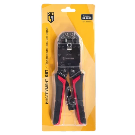 Кримпер многофункциональный КВТ HT-106E с 3 встроенными модулями для обжима RJ-45, RJ-12, RJ-11 (86603) купить в Губкинске