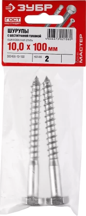 Шурупы ЗУБР &quot;МАСТЕР&quot; с шестигранной головкой, оцинкованные, 10x100мм, 2шт 300456-10-100 купить в Губкинске