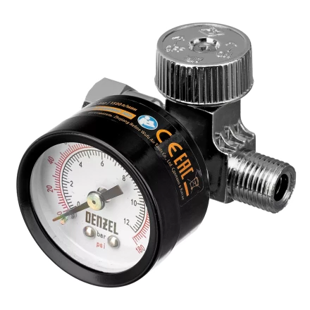 Регулятор давления с манометром для краскораспылителя Denzel K1500, 12 бар, 1/4&quot;, 57001 купить в Губкинске