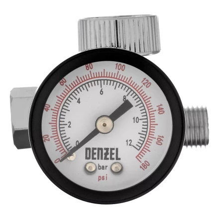 Регулятор давления с манометром для краскораспылителя Denzel K1500, 12 бар, 1/4&quot;, 57001 купить в Губкинске