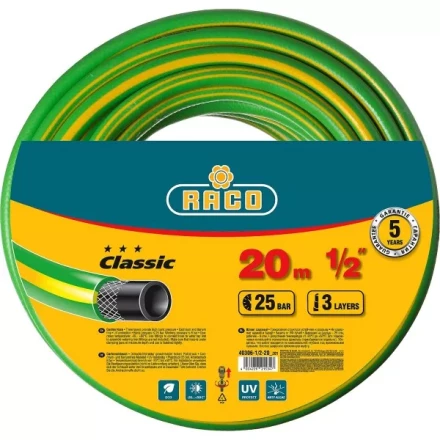 Шланг RACO CLASSIC поливочный, 25атм., армированный, 3-х слойный, 1/2&quot;х20м 40306-1/2-20_z01 купить в Губкинске