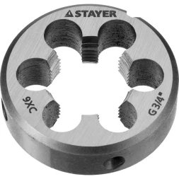 Плашка круглая ручная STAYER &quot;MASTER&quot;, сталь 9ХС, для трубной резьбы G 3/4`` 28029-3/4