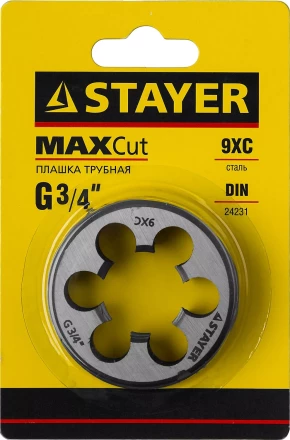Плашка круглая ручная STAYER &quot;MASTER&quot;, сталь 9ХС, для трубной резьбы G 3/4`` 28029-3/4 купить в Губкинске