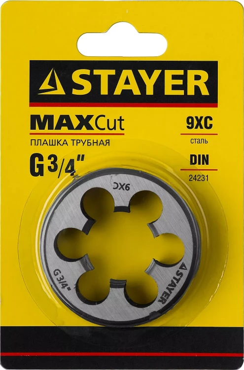 Плашка круглая ручная STAYER "MASTER", сталь 9ХС, для трубной резьбы G 3/4`` 28029-3/4 купить в Губкинске
