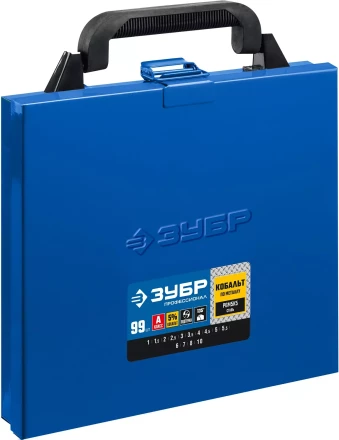 ЗУБР Кобальт, 99 шт, (1-10 мм), сталь Р6М5К5, класс А, мет.бокс, набор сверл по металлу, Профессионал (29626-H99) купить в Губкинске