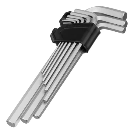 Набор ключей имбусовых, HEX, 2-12 мм, CrV, 9 шт., удлиненные Сибртех 123697 купить в Губкинске