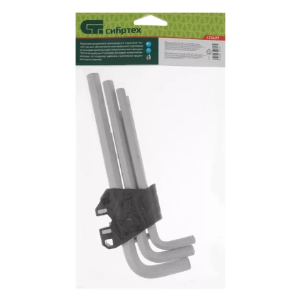 Набор ключей имбусовых, HEX, 2-12 мм, CrV, 9 шт., удлиненные Сибртех 123697 купить в Губкинске