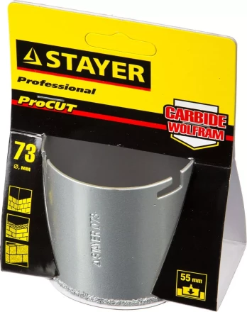 Коронка STAYER &quot;PROFESSIONAL&quot; кольцевая с карбидно-вольфрамовой крошкой, d=73мм 33345-73 купить в Губкинске