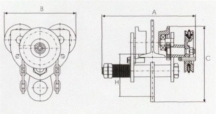 Тележка для тали с цепным приводом GCL610 LB г-п 5 тонн H=18 метра купить в Губкинске