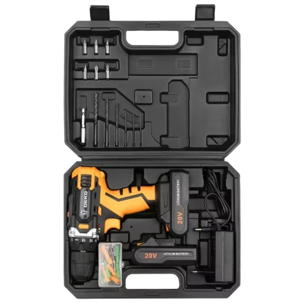 Дрель аккумуляторная DKCD20FU-Li DEKO + набор 63 инструмента, 063-4093 купить в Губкинске