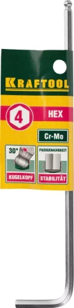 Ключ KRAFTOOL &quot;INDUSTRIE&quot; имбусовый, длинный c шариком, Cr-Mo, хромосатинированное покрытие, HEX 4 27437-4 купить в Губкинске