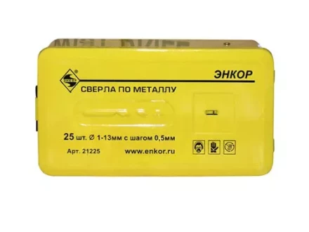 Набор сверл д/мет. 25шт 1-13/шаг0,5мм 9524 1/20 ЭНКОР 21225 купить в Губкинске