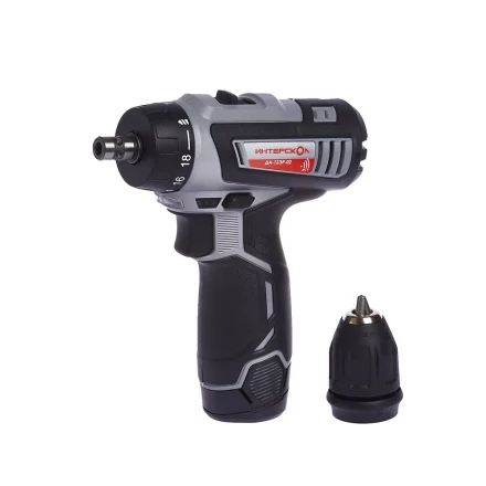 Аккумуляторная дрель-шуруповерт со съемным патроном ИНТЕРСКОЛ ДА-12ЭР-02 КОМБИ Li-ion (2 х 1,5Ач) купить в Губкинске