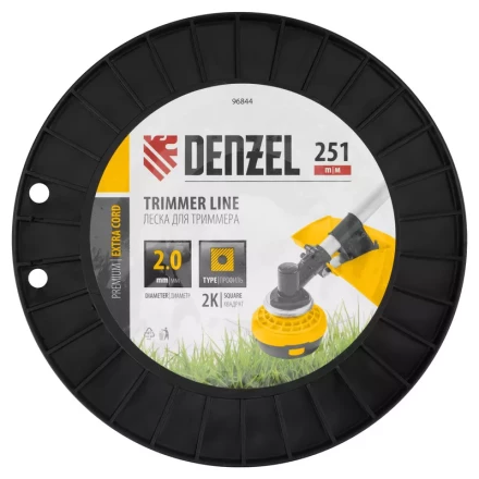 Леска для триммера двухкомпонентная квадрат, 2,0мм х 251м, на DIN катушке EXTRA CORD// Denzel 96844 купить в Губкинске