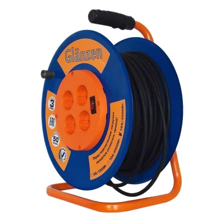 Удлинитель силовой на катушке GLANZEN 4 гн. КГ 3х1,5 ЕВ-50-009 купить в Губкинске