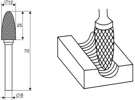 Борфреза Аркоподобная закругленная F 6х12 Энкор 21710 купить в Губкинске