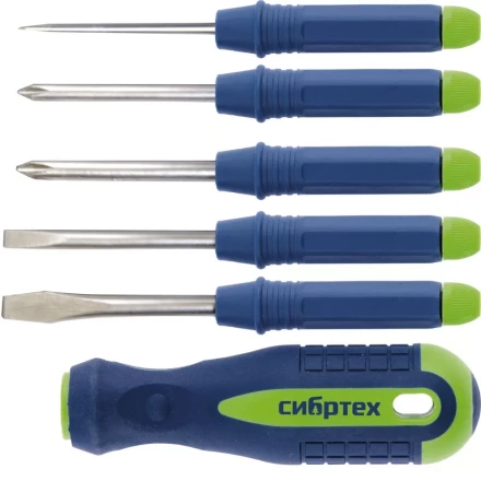Отвертка со сменными насадками 5 штук CrV Сибртех артикул 13384 купить в Губкинске