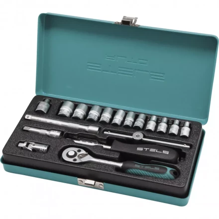 Набор торцевых головок с трещоткой 1/4 18 предметов Stels 13573 купить в Губкинске