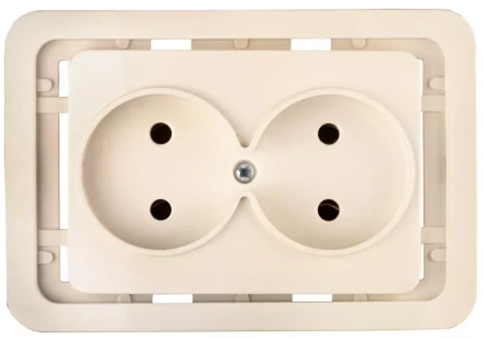 Розетка СВЕТОЗАР &quot;ГАММА&quot; двойная, цвет бежевый, 16А/~250В SV-54102-B купить в Губкинске